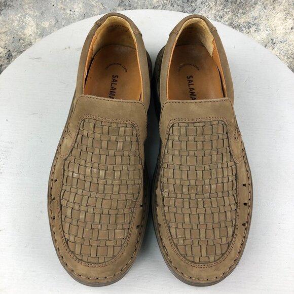 Salamander Men\'s Size 7.5 Brown Leather Woven Closed Toe Slip On Loafers Shoes main image 13
